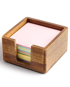 Acacia Wood Sticky Note Holder, Post It Note Dispenser for Office Desk, 3x3 Sticky Notes Organizer, Wooden Memo Pad Holder for Desk Home Accessories,