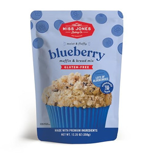 Miss Jones Baking Gluten-Free Blueberry Muffin & Bread Mix - 50% Lower Sugar, Real Blueberries, Naturally Sweetened Desserts & Treats, 12.35 Ounce (P