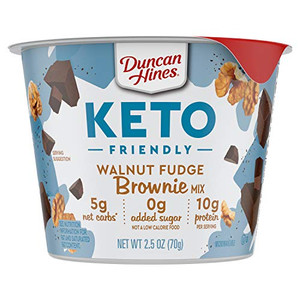 Duncan Hines Keto Friendly Brownie Mix Cup, Walnut Fudge, Zero Added Sugar, Gluten Free, 2.5 oz.