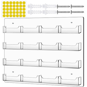 TURSTIN Business Card Holder Wall Mount Clear Sticker Display Marketing Holder Acrylic Business Card Stand Multi Pocket Rack Organizer Space Saver fo