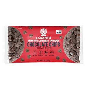 Lakanto Sugar Free Semi Sweet Chocolate Chips - Monk Fruit Sweetener and Erythritol, Perfect for Baking, Pancakes, Muffins, Protein Bites, Melting, M