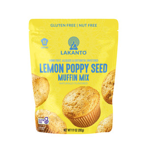 Lakanto Lemon Poppy Seed Muffin Mix - Sweetened with Monk Fruit Sweetener Allulose Erythritol, Easy to Make, Gluten Free, Nut Free, Fluffy, Snacks, G
