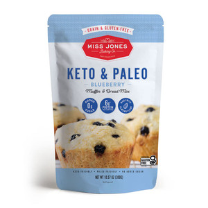 Miss Jones Baking Keto Blueberry Muffin Mix - Gluten Free, Low Carb, No Sugar Added, Naturally Sweetened Desserts & Treats - Diabetic, Atkins, WW, an