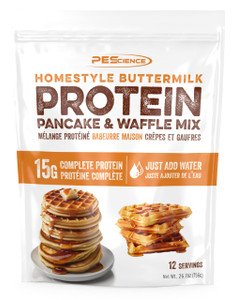 PEScience Protein Pancake Mix for Protein Waffles and Pancakes, Just Add Water, Whey and Casein Blend, Amazing Taste and Fluffy Texture - Homestyle B