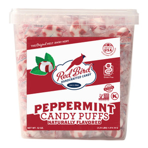 Red Bird Soft Peppermint Puffs Candy, Individually Wrapped Soft Mints, 52 oz Tub
