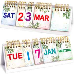 Fancy Land Perpetual Calendar Flip Desktop Boho Calendar with Day Date Month and Note for Office Plan Schedule Classroom Supply Home Kitchen Decor 8