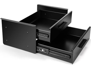 Menkxi 16 inch Under Desk Drawer Storage Pull out Storage Organizer Mounted Metal Sliding Hidden Under Counter Drawer Vertically Stacked for Office S