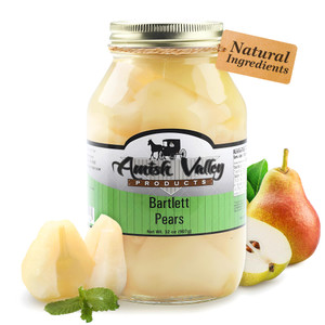 Amish Valley Products Old Fashioned Bartlett Pear Halves Canned Pears Jarred in 32 oz Glass Jar