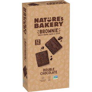 Natures Bakery Double Chocolate Brownie Bars, Whole Grains, Dates, and Cocoa, Plant Based, Dairy-Free, Snack Bar, 1 box with 12 twin packs (12 twin