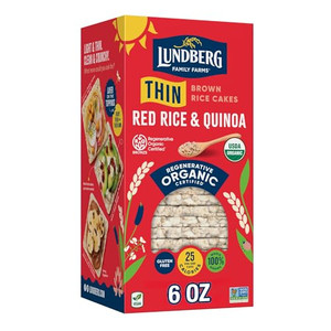 Lundberg Organic Thin Stackers, Red Rice & Quinoa, Salt-Free, Thin Multigrain Rice Cakes, Gluten-Free, Vegan, Healthy Snacks, 6 oz (Pack of 1)