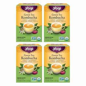 Yogi Tea Green Kombucha Tea - 16 Bags per Pack (4 Packs) - Organic - With Kombucha to Support Overall Health - Includes Lemongrass, Spearmint Leaf &
