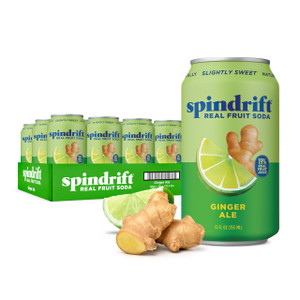 Spindrift Soda Ginger Ale Soda Made with Real Squeezed Fruit 12 Pack Case