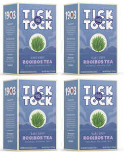 TICK TOCK TEAS Rooibos Earl Grey, Naturally Caffeine Free Red Bush Herbal Tea, Rich in Anti-Oxidants, South African, Superfood, 3.5 Oz, 40 Count, Pac