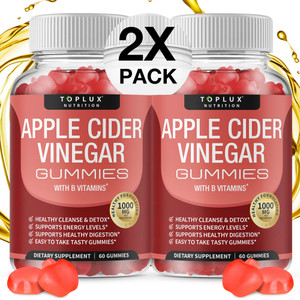Toplux Apple Cider Vinegar Gummies - 1000mg ACV with B12, Beet Root, Pomegranate for Immune System, Detox & Cleanse, Gummy Alternative to Apple Cider