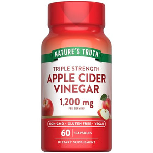 Nature's Truth Apple Cider Vinegar Vegan Capsules | 1200mg | 60 Veggie Pills | Extra Strength | Vegan, Non-GMO and Gluten Free Supplement