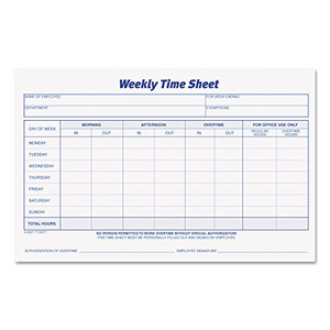 TOPS Weekly Time Sheets, One-Part (No Copies), 8.5 x 5.5, 50 Forms/Pad, 2 Pads/Pack
