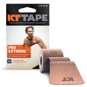 KT Tape, Pro Extreme Synthetic Kinesiology Athletic Tape, 20 Count, 10 Precut Strips, Titan Tan
