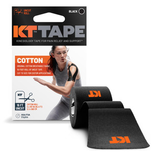KT Tape, Original Cotton, Elastic Kinesiology Athletic Tape, 16 Uncut Roll, Black