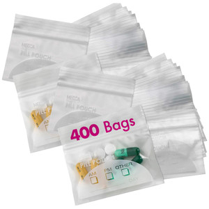 Pill Pouch Bags - (Pack of 400) 3" x 2.75" - BPA-Free, Poly Bag Disposable Zipper Pills Baggies, Daily AM PM Travel Medicine Organizer Storage Pouche