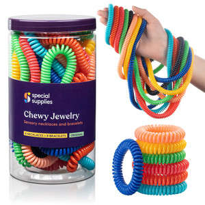 Special Supplies Chewy Jewelry Sensory Necklaces and Bracelets, 16 Pack, Soft and Flexible Silicone, Interactive Relief for Kids (Multicolor)
