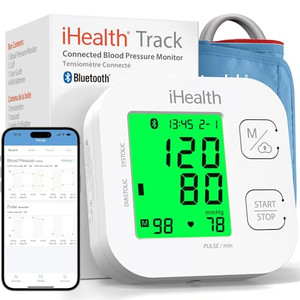iHealth Track Smart Upper Arm Blood Pressure Monitor with Wide Range Cuff That fits Standard to Large Adult Arms, Bluetooth Compatible for iOS & Andr