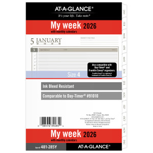 AT-A-GLANCE 2026 Planner Refill, Weekly & Monthly, 5.5" x 8.5", Desk Size 4, Loose-Leaf (481-285Y-26)
