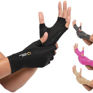 Copper Compression Arthritis Gloves | Fingerless Arthritis Carpal Tunnel Pain Relief Gloves For Men & Women | Hand Support Wrist Brace For Rheumatoid