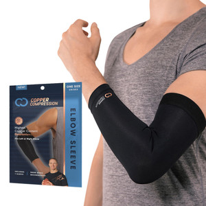 Copper Compression Elbow Sleeve - Copper Infused Orthopedic Brace for Tennis & Golfer Elbow, Tendonitis, Arthritis, Bursitis, Sore Joints & Muscles -