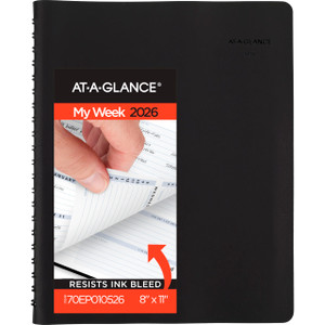 AT-A-GLANCE 2026 Appointment Book Planner, Weekly, 8" x 11", Large, The Action Planner, Black (70EP010526)