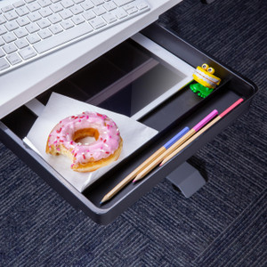 Officemate Large Self-Adhesive Under Desk Drawer, Black, 12.5" x 10.75" x 1.875" (22552)