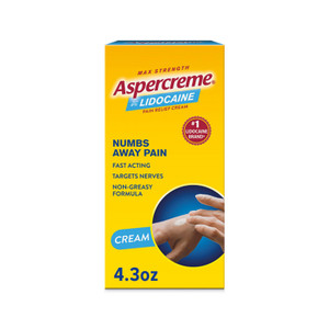 Aspercreme Pain Relief Cream with Max-Strength 4% Lidocaine, Soothes Aggravated Nerves, Numbing Topical Analgesic with Moisturizing Aloe, 4.3 oz