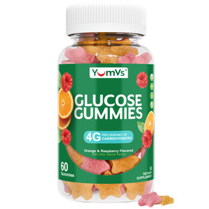 YUM-V'S Glucose Gummies  Fast Acting Glucose Gummy  Great Tasting  Gluten Free, Vegan, Non-GMO  Orange & Berry Natural Flavor  60 Chewable Gummi