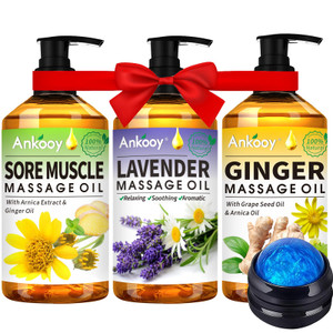Valentines Day Gifts for Him & Her-3 Pack Massage Oil for Massage Therapy,Sore Muscle Arnica Oil & Relaxing Lavender Oil & Ginger Oil Lymphatic Drain