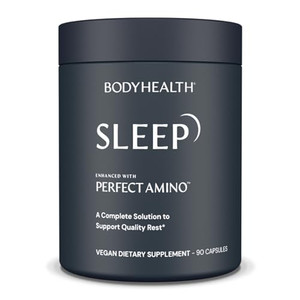 BodyHealth Sleep, Sleep Aid and Supplement for Adults with 3 mg Melatonin, Non-Habit Forming Pills Enhanced with PerfectAmino - 90 Capsules