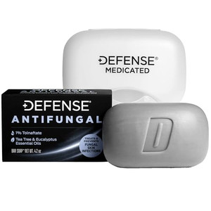Defense Antifungal Bar Soap | Jock Itch, Ringworm, Athlete's Foot, Skin Fungus | Medicated Anti Fungal Treatment (One Bar with Snap-Tight Case)