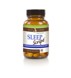 Suzy Cohen Sleep Script with Melatonin - Botanical Sleep and Relaxation Formula for Adults for Mood, Stress and Sleep, Contains 5-HTP, L-theanine, Pa