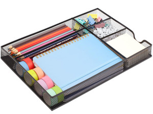 PrintPulse Desk Drawer Organizer Tray, Desk Organizer with Drawers, 5 Grid Metal Mesh Drawer for Office Supplies, Home,Desktop, Bathroom, Kitchen, Ma