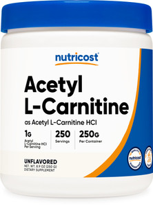 Nutricost Acetyl L-Carnitine (ALCAR) 250 Grams Powder - 1G Per Serving - 250 Servings