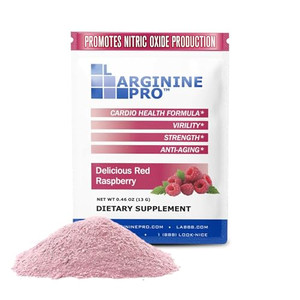 L-ARGININE PRO Supplement Powder | 30 Packets Single Serve Travel Size | 5,500mg of L-arginine Plus 1,100mg L-Citrulline, Raspberry