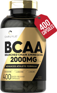Carlyle BCAA Capsules | 2000mg | 400 Powder Pills | Amino Acids Supplement Blend | for Women and Men | with L-Isoleucine, L-Leucine, L-Valine | Non-G