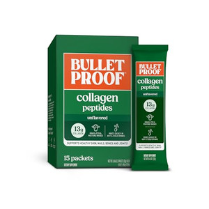 Bulletproof Unflavored Grass-Fed Collagen Peptides Powder Packets with Amino Acids for Skin, Bone and Joint Support, Pasture Raised, No Added Hormone