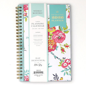 Blue Sky Day Designer 2026 Weekly and Monthly Planner Calendar, January 2026 - December 2026, 5" x 8", Clear Pocket Cover, Durable Twin Wire Binding,