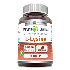 Amazing Formulas L-Lysine 1000mg Amino Acid Tablets Supplement | Non-GMO | Gluten Free | Made in USA (90 Count)