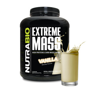 NutraBio Extreme Mass Gainer Protein Powder, 53G Protein, Clean Weight Gainer, Increase Muscle Mass, Full Spectrum Amino Acid - Vanilla, 6 Pound