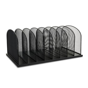 Safco Onyx Desk Organizer, 8 Side by Side Vertical Compartments, Office and Classroom Mailbox, Paper and Mail Sorter, Steel Mesh, Black