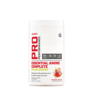 GNC Pro Performance Essential Amino Complete Plus Energy - Raspberry Iced Tea | 5g BCAA, 5g EAA Plus Energy Blend and Electrolyte Complex | 30 Servin