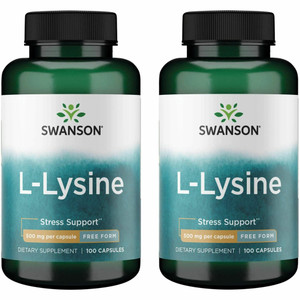 Swanson Free Form L-Lysine - Natural Supplement Promoting Stress Support & Nervous System Health - May Promote Relaxation 500 Milligrams 100 Capsules
