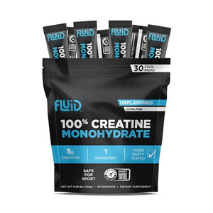 Fluid Creatine - Informed Sport Certified | Ultra-Fine Micronized 100% Creatine Monohydrate Powder | Unflavored | 5g Travel Stick Packs | 30 Servings