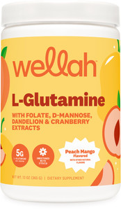 Wellah L-Glutamine Peach Mango (50 Servings) - 5g L-Glutamine Per Serving, Sweetened with Stevia