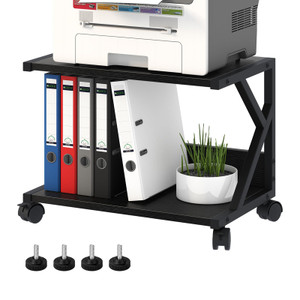 aboxoo Desktop Printer Stand with 2 Tier Wood Storage Shelves,Under Desk Printer Table,Multi-Purpose Home Office Desk Organizer for Fax Machine, Scan